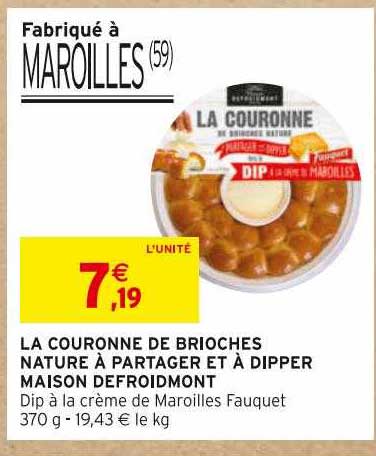 la couronne de brioches nature à partager et à dipper maison defroidmont