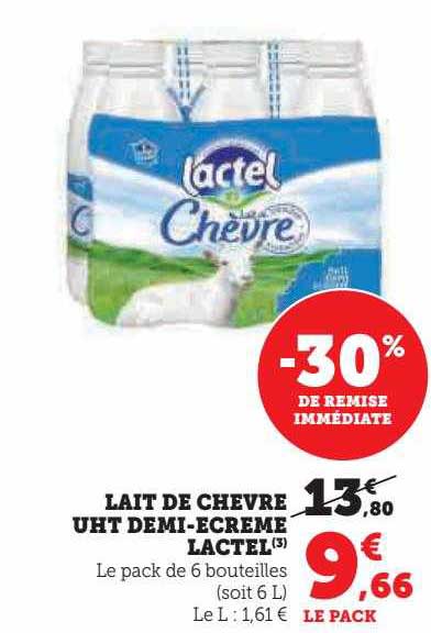 lait de chèvre uht demi-écrémé lactel