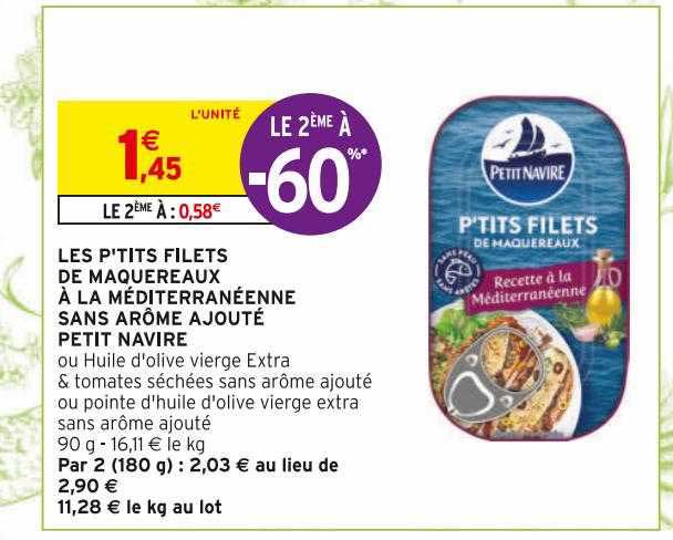 les p'tits filets de maquereaux à la méditerranéenne sans arôme ajouté petit navire