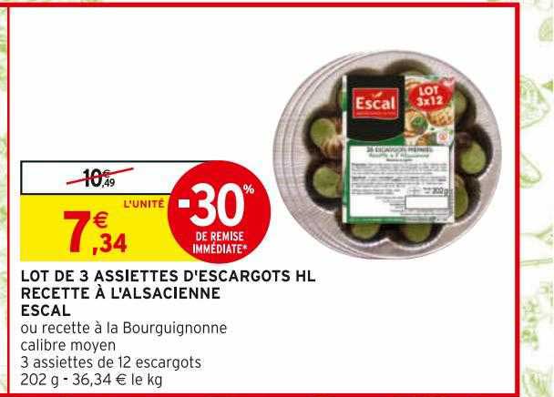 lot de 3 assiettes d'escargots hl recette à l'alsacienne escal