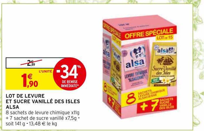 lot de levure et sucre vanillé des isles alsa