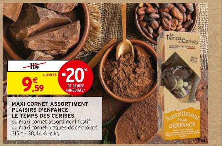 maxi cornet assortiment plaisirs d'enfance le temps des cerises