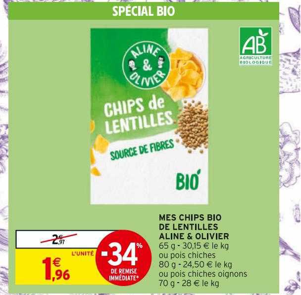 mes chips bio de lentilles aline & olivier