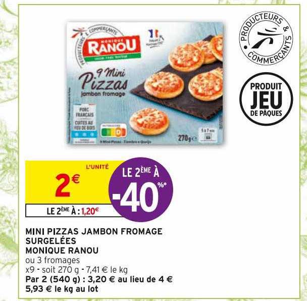 mini pizzas jambon fromage surgelées monique ranou