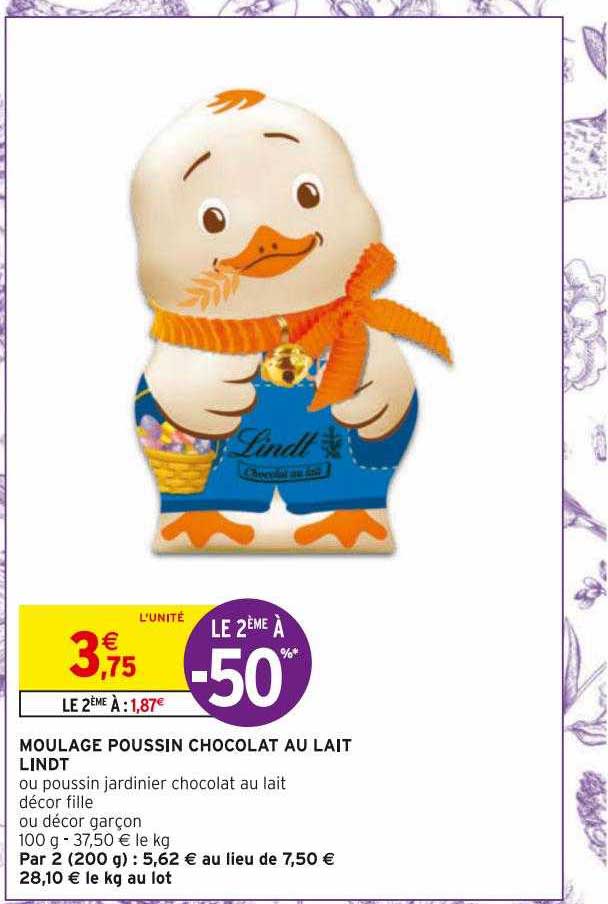 moulage poussin chocolat au lait lindt