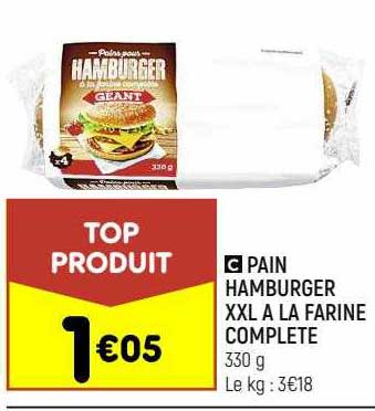 Pain Hamburger Xxl à La Farine Complète