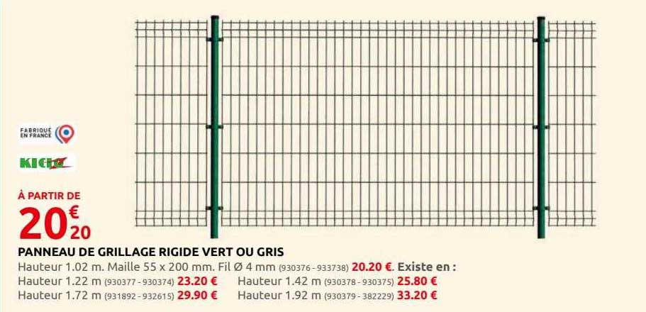 panneau de grillage rigide vert ou gris kidoz