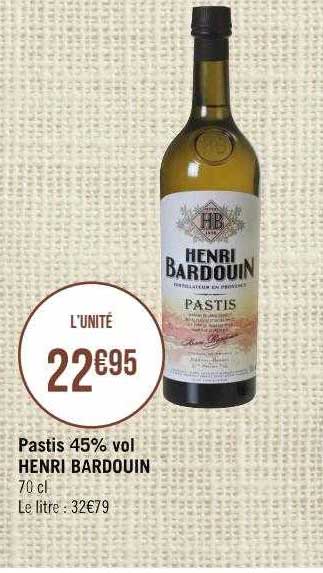 pastis 45% vol henri bardouin
