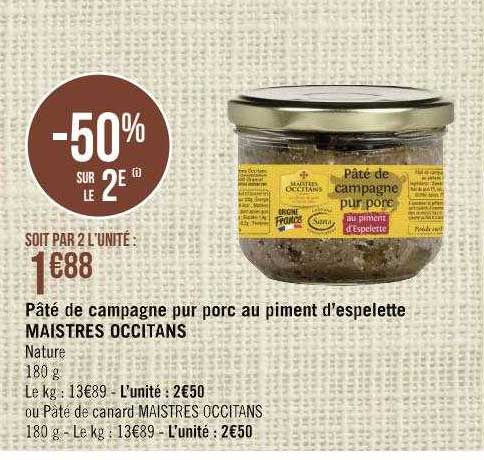 pâté de campagne pur porc au piment d'Espelette maistres occitans