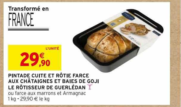 pintade cuite et rôtie farce aux châtaignes et baies de goji le rôtisseur de guerlédan