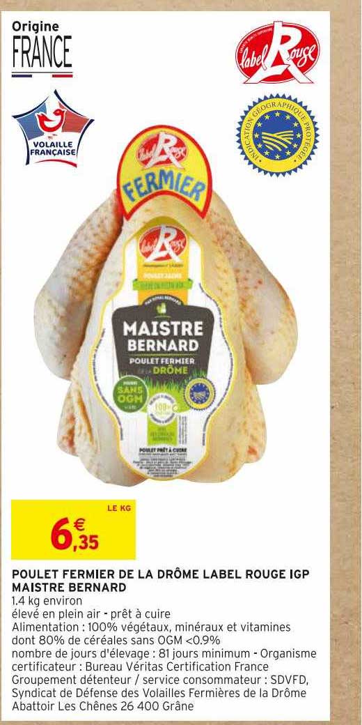 poulet fermier de la drôme label rouge igp maistre bernard