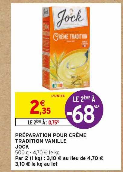 Préparation Pour Crème Tradition Vanille Jock