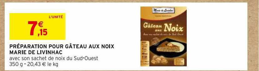 préparation pour gâteau aux noix marie de livinhac