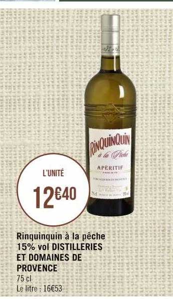 rinquinquin à la pêche 15% vol distilleries et domaines de provence