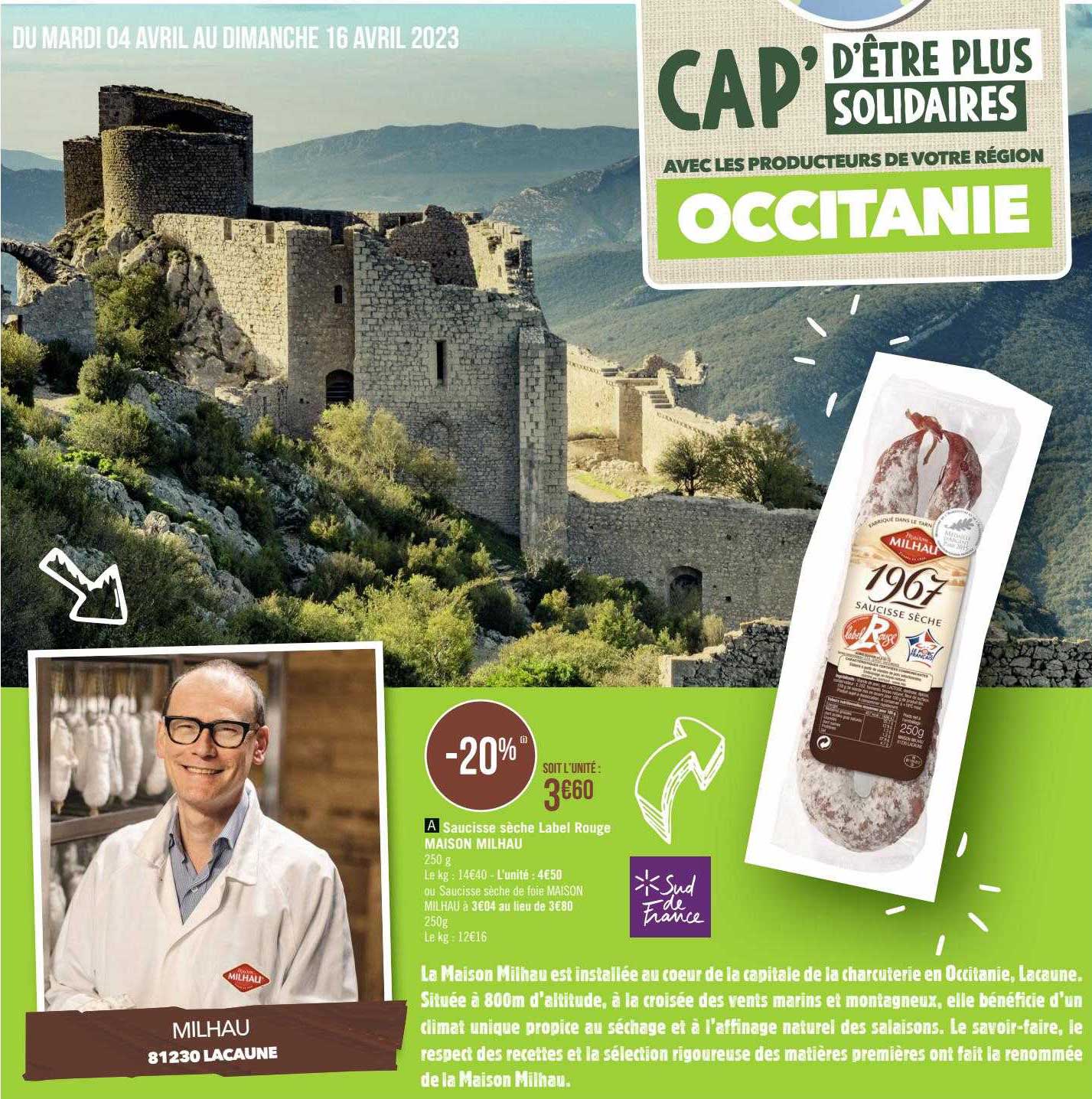 Saucisse Sèche Label Rouge Maison Milhau