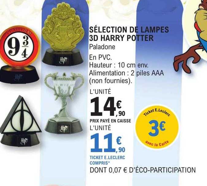 sélection de lampes 3d harry potter