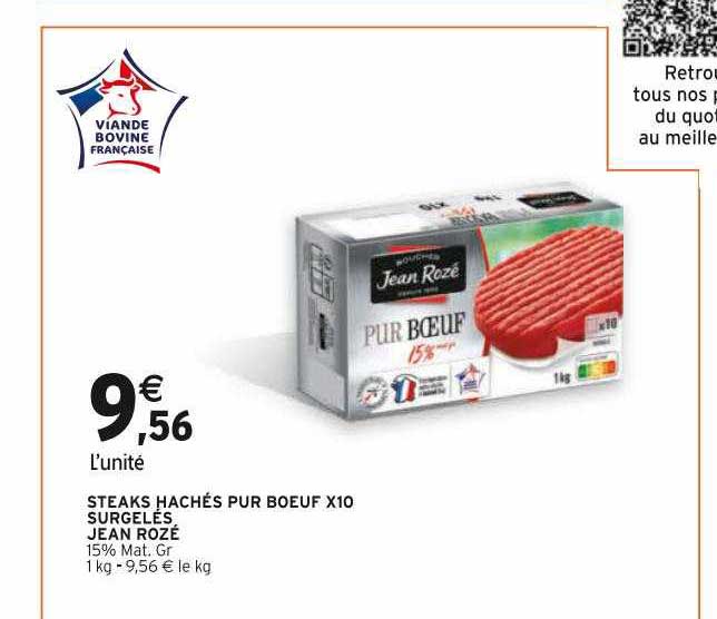 steaks hachés pur bœuf x 10 surgelés jean rozé