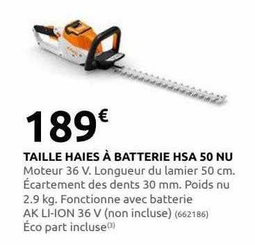 taille haies à batterie hsa 50 nu