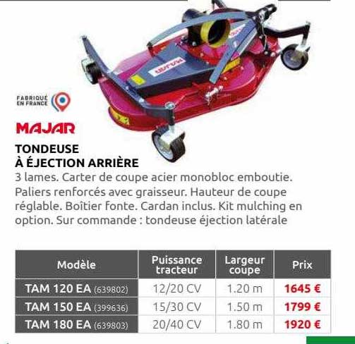 tondeuse à éjection arrière majar
