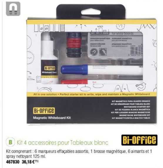 kit 4 accessoires pour tableaux blanc bi-office
