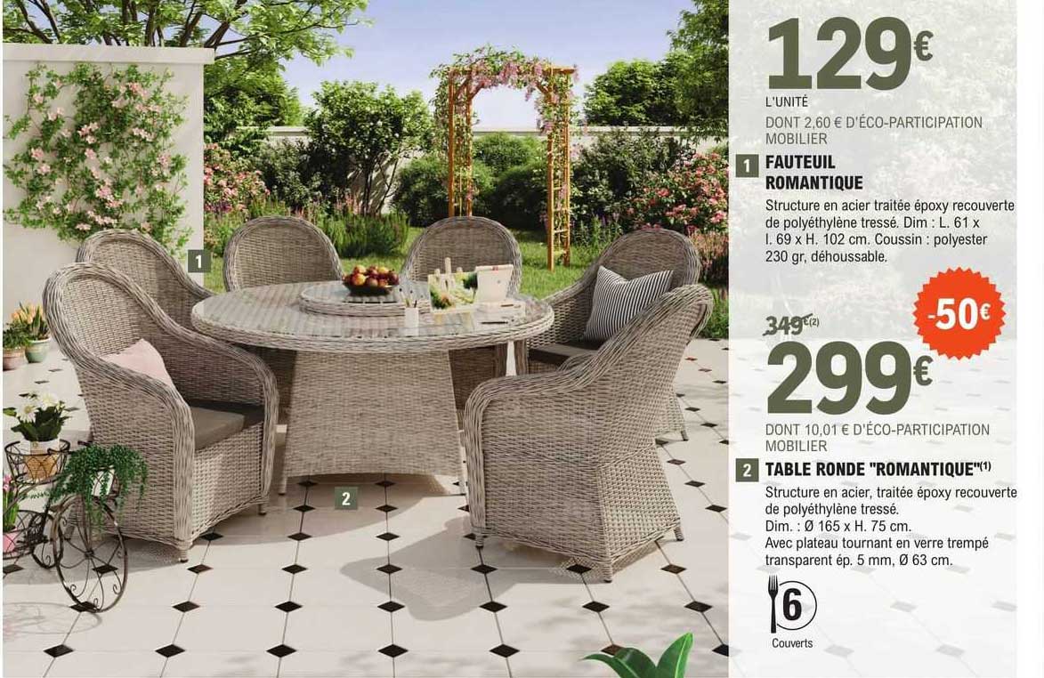1- Fauteuil Romantique 2- Table Ronde "romantique"