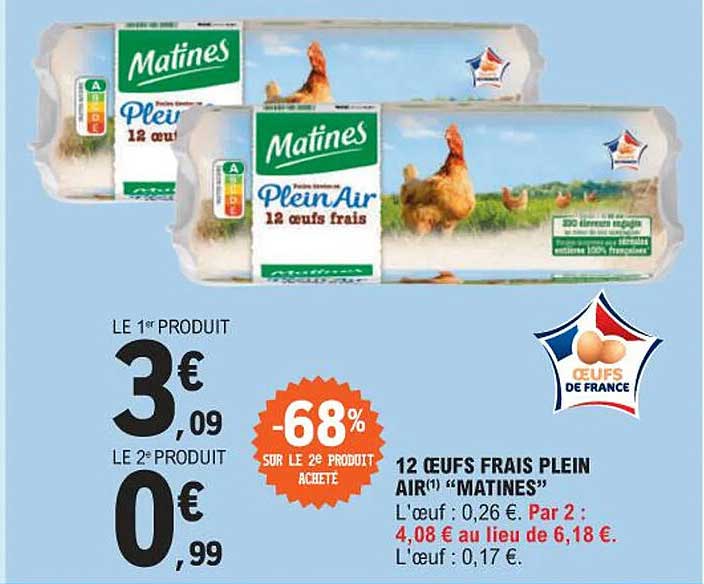 12 œufs Frais Plein Air "matines"