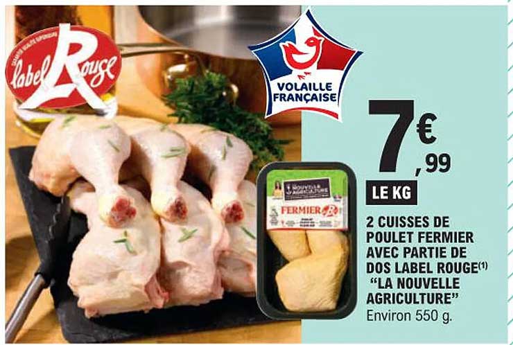 2 cuisses de poulet fermier avec partie de dos label rouge "la nouvelle agriculture"