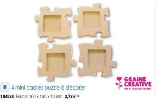 4 mini cadres puzzle à décorer graine creative