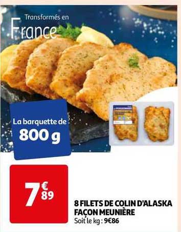 8 filets de colin d'alaska façon meunière
