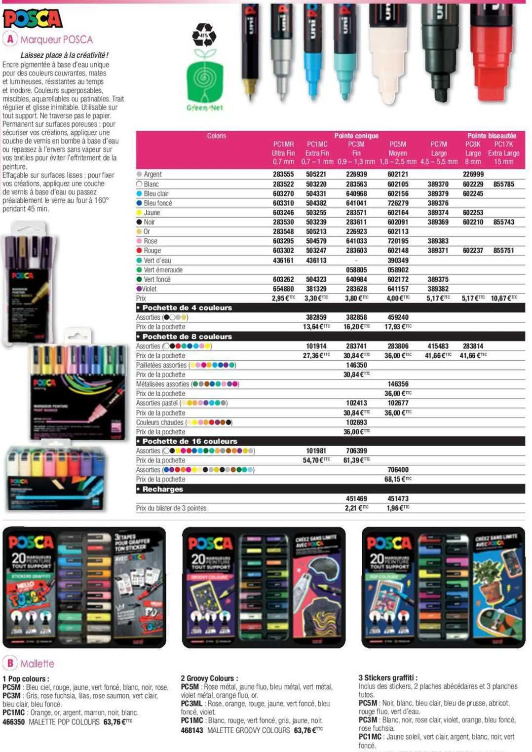 a- posca marqueur posca b- malette