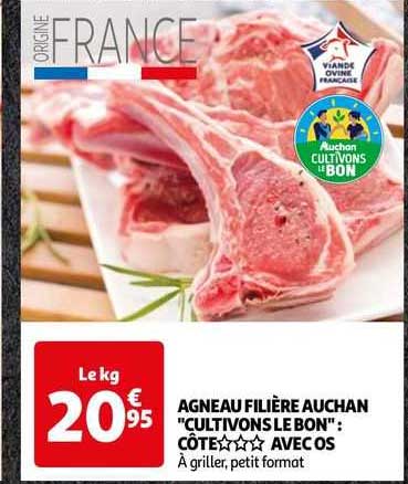 agneau filière auchan "cultivons le bon" : côte*** avec os