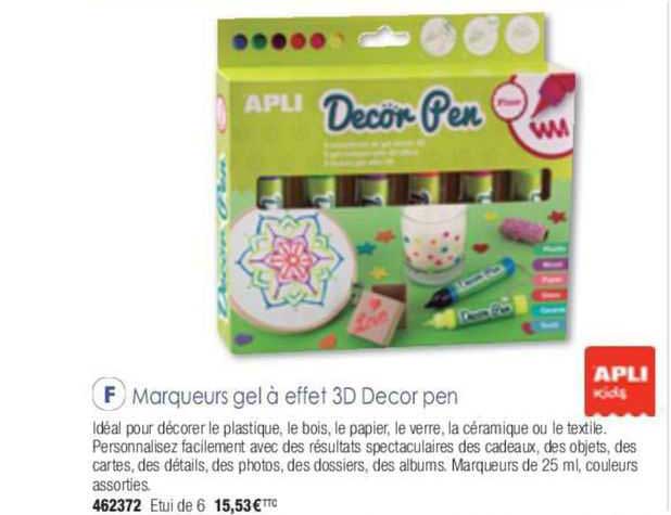 apli marqueurs gel à effet 3d decor pen