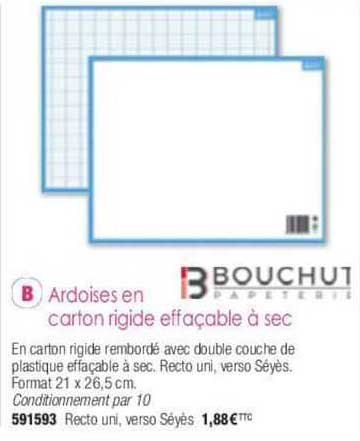 ardoises en carton rigide effaçable à sec