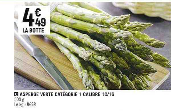 asperge verte catégorie 1 calibre 10/16