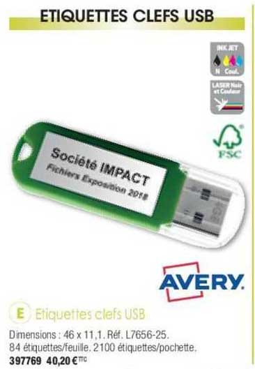 Avery Etiquettes Clefs Usb