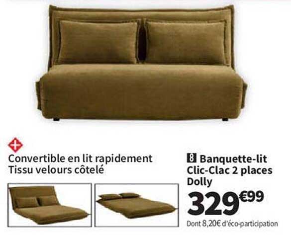 banquette-lit clic-clac 2 places dolly