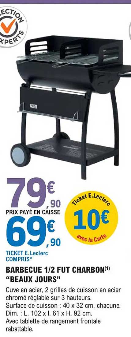 barbecue 1/2 fut charbon "beaux jours"