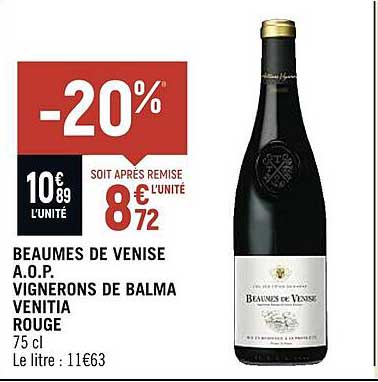 beaumes de venise a.o.p. vignerons de balma venitia rouge