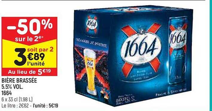 bière brassée 5.5% vol. 1664