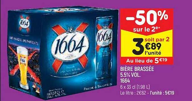 bière brassée 5.5% vol. 1664