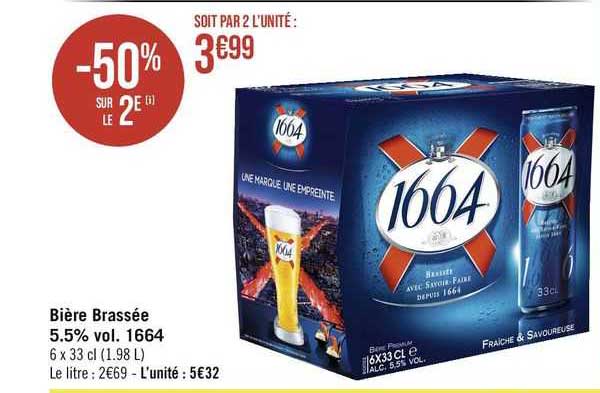 bière brassée 5.5% vol. 1664