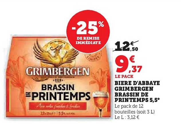 biere d'abbaye grimbergen brassin de printemps 5,5°
