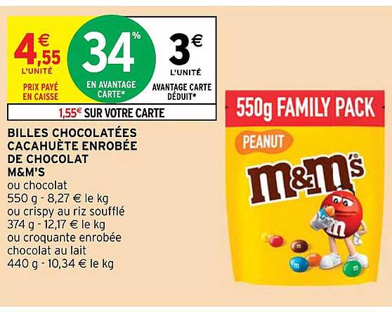 billes chocolatées cacahuète enrobée de chocolat m&m's