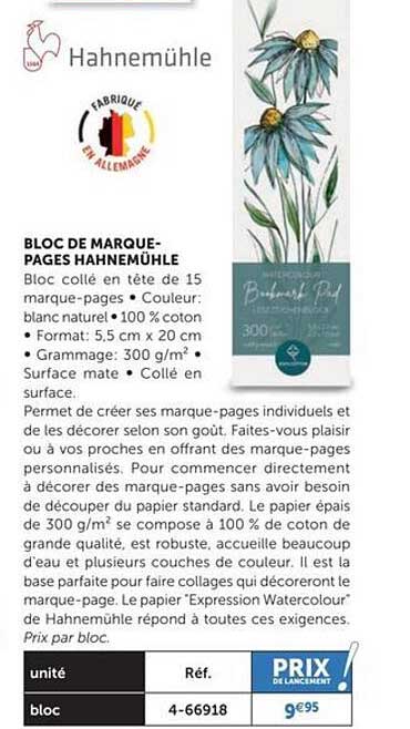 bloc de marque-pages hahnemühle