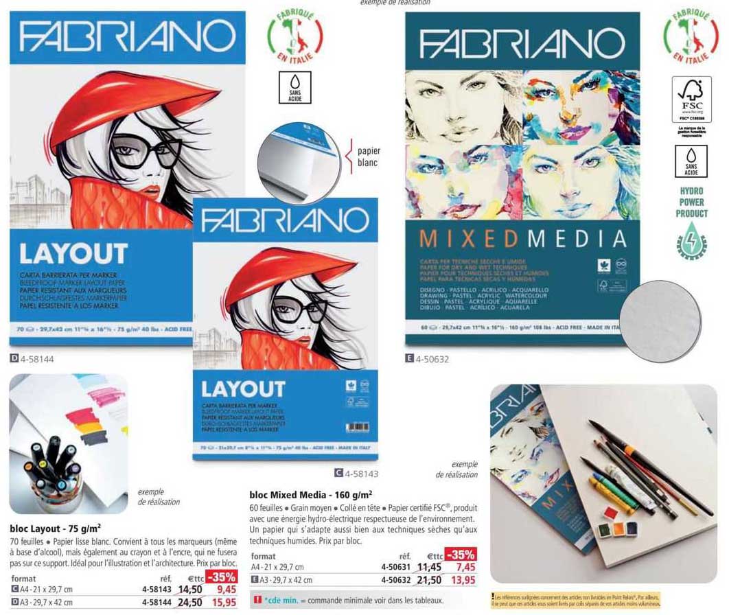 bloc layout - 75 g/m² bloc mixed media - 160 g/m²