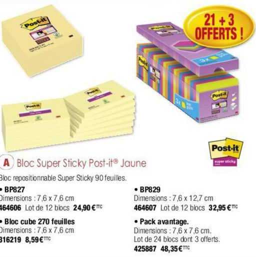 bloc super sticky post-it jaune