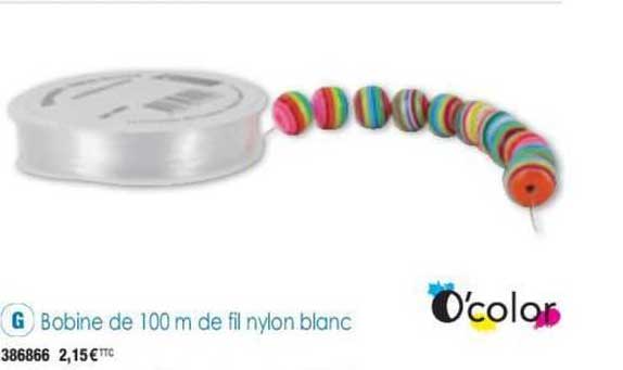 bobine de 100m de fil nylon blanc o'color