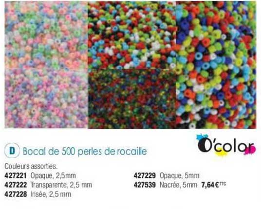 bocal de 500 perles de rocaille o'color