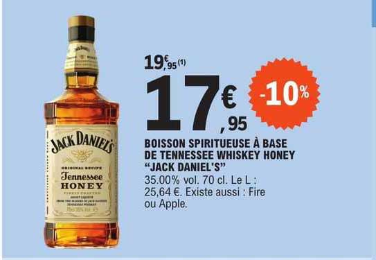 boisson spiritueuse à base de tennessee whiskey honey "jack daniel's"