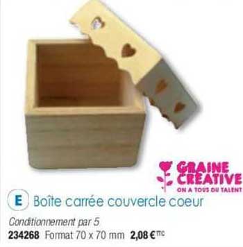 boîte carrée couvercle coeur graine creative